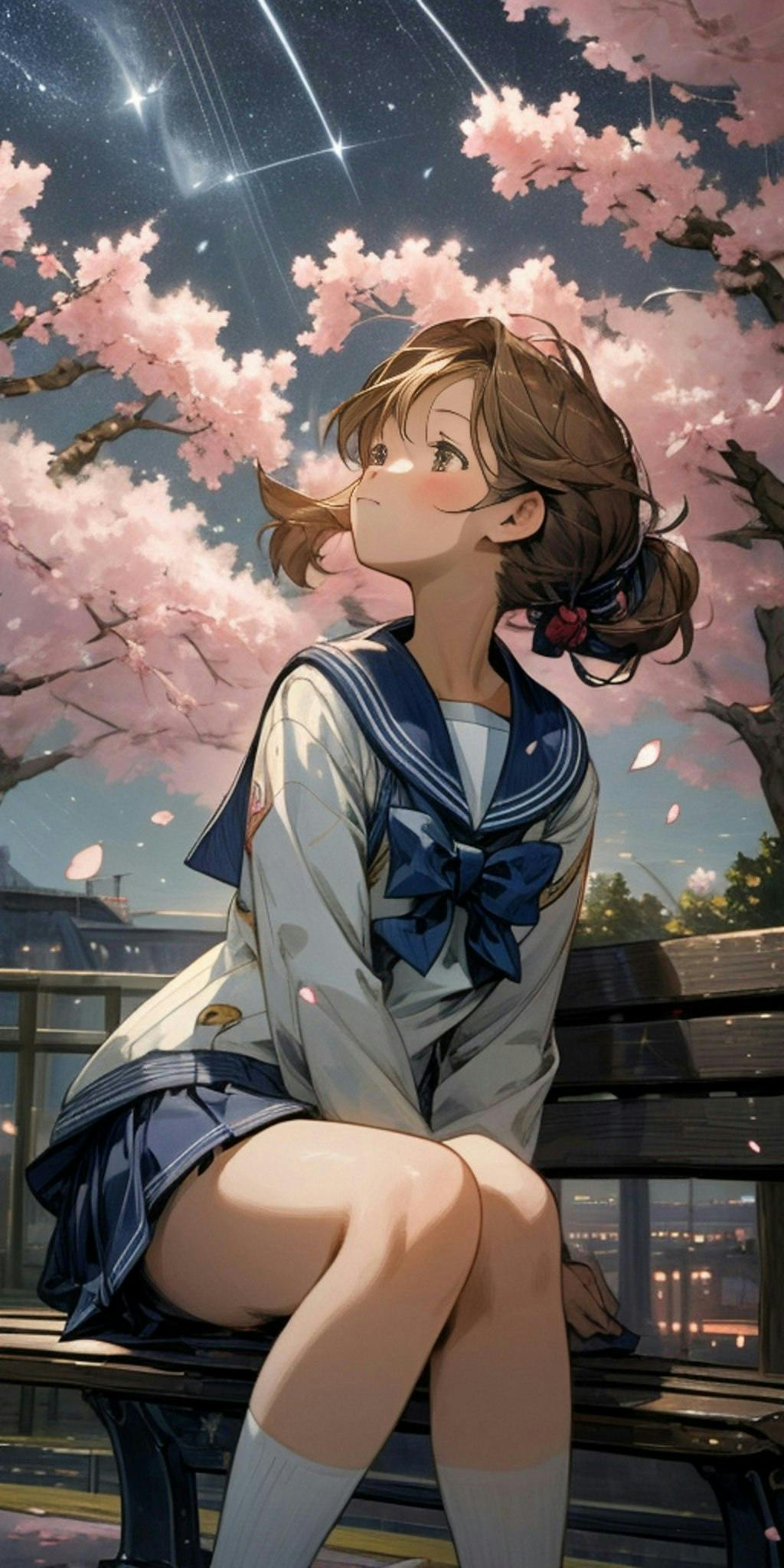 桜と美少女のAIイラスト（5枚目）