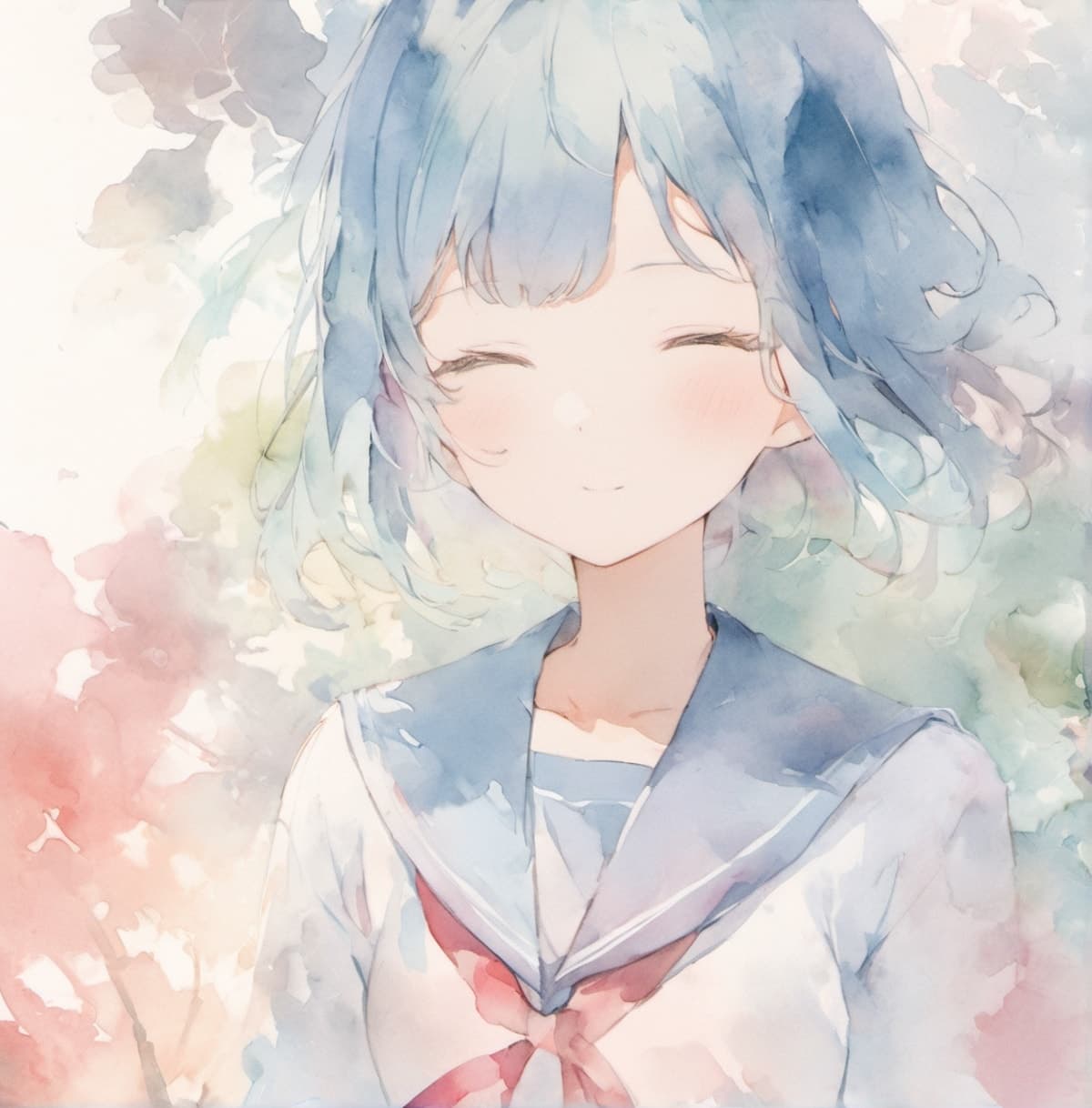 青髪美少女のAIイラスト(1枚目)