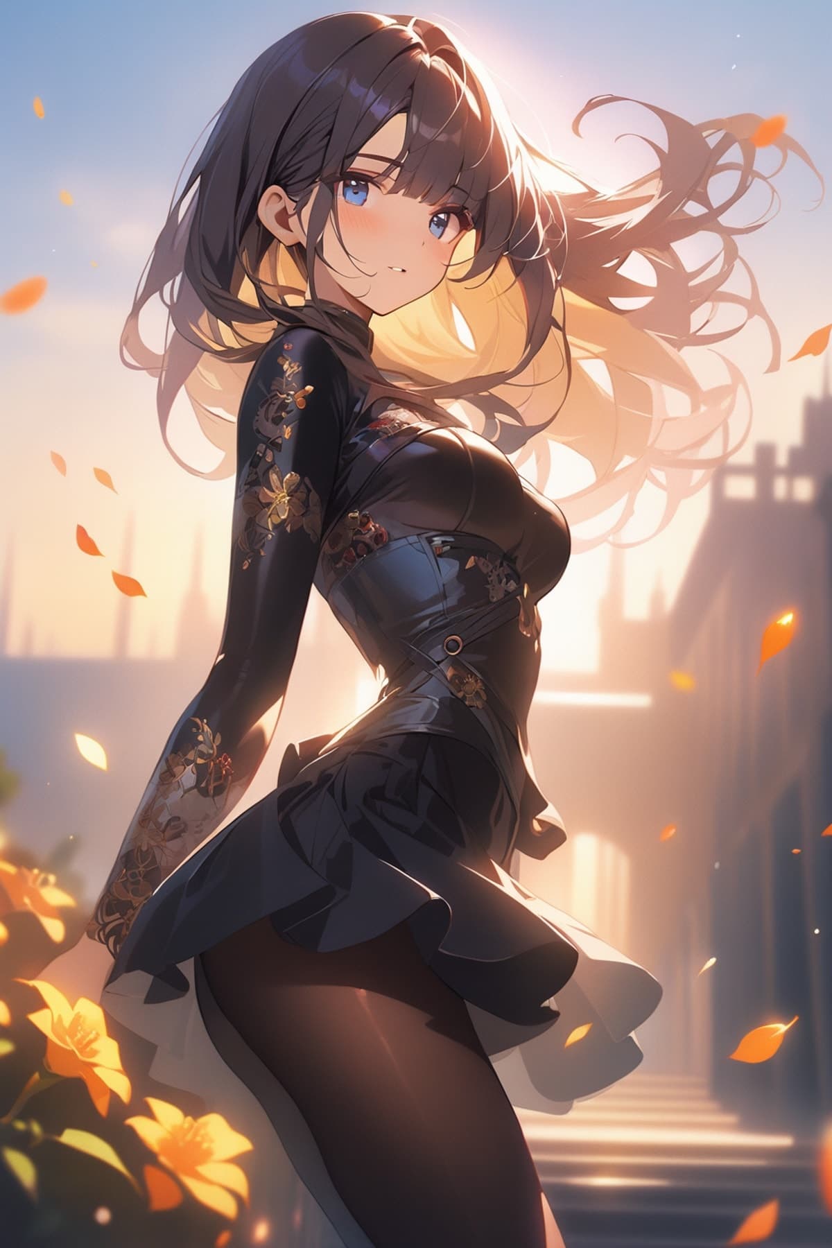 黒タイツ×美少女のAIイラスト(2枚目)