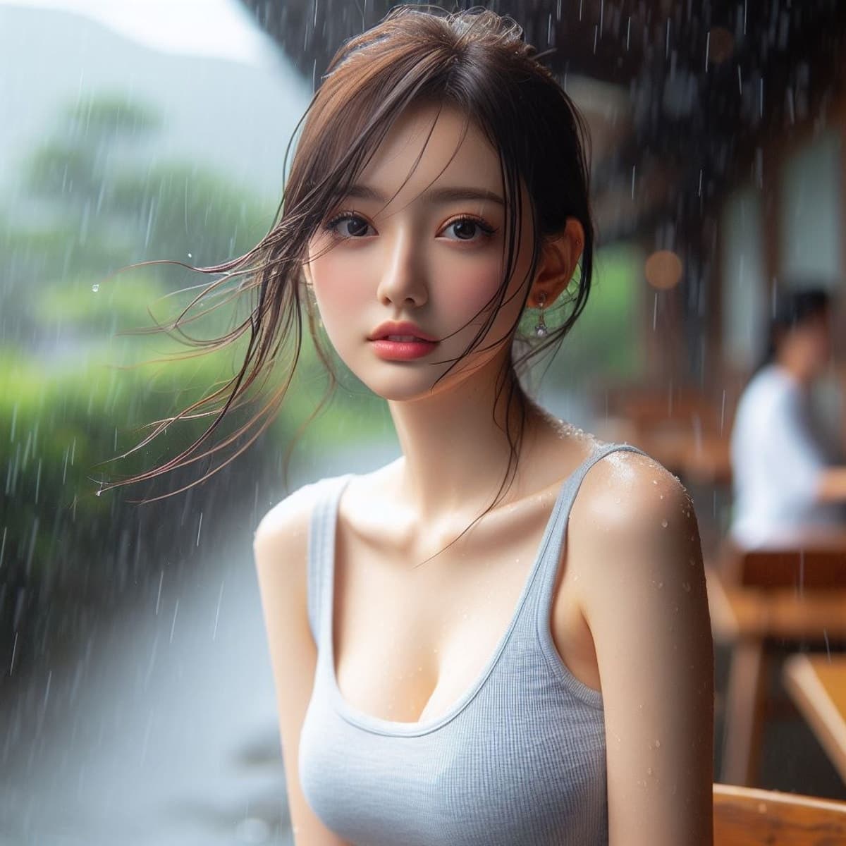 雨×美少女のAIイラスト(5枚目)