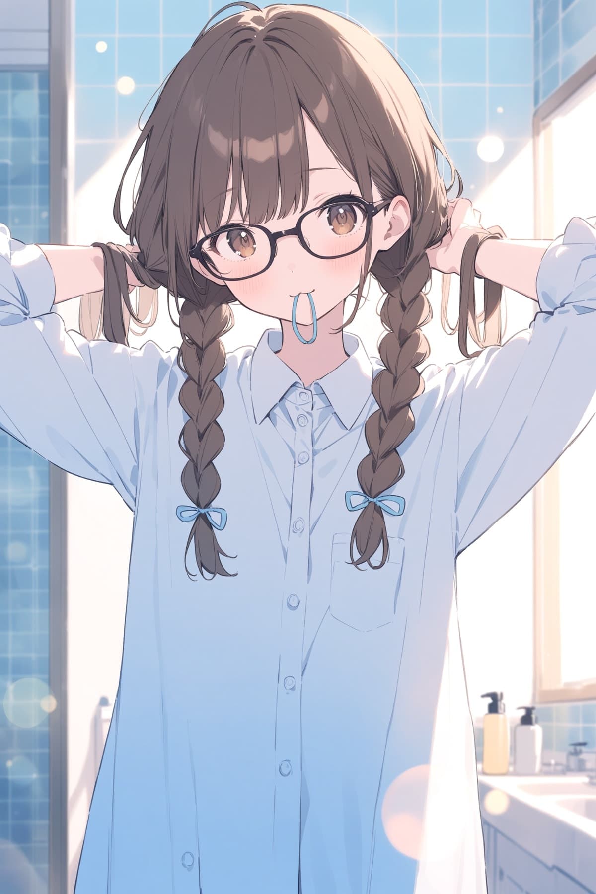 三つ編み×眼鏡の美少女AIイラスト(5枚目)