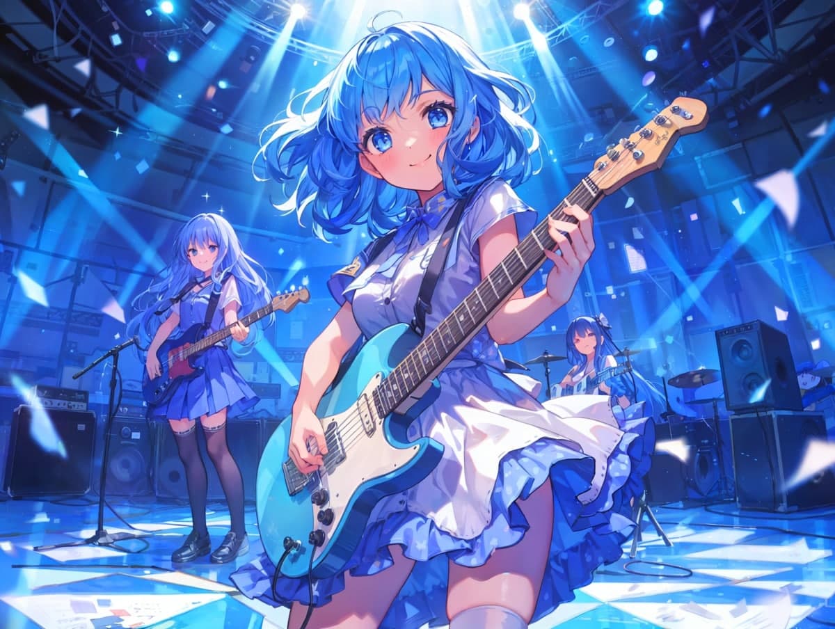 ガールズバンドのAIイラスト(1枚目)