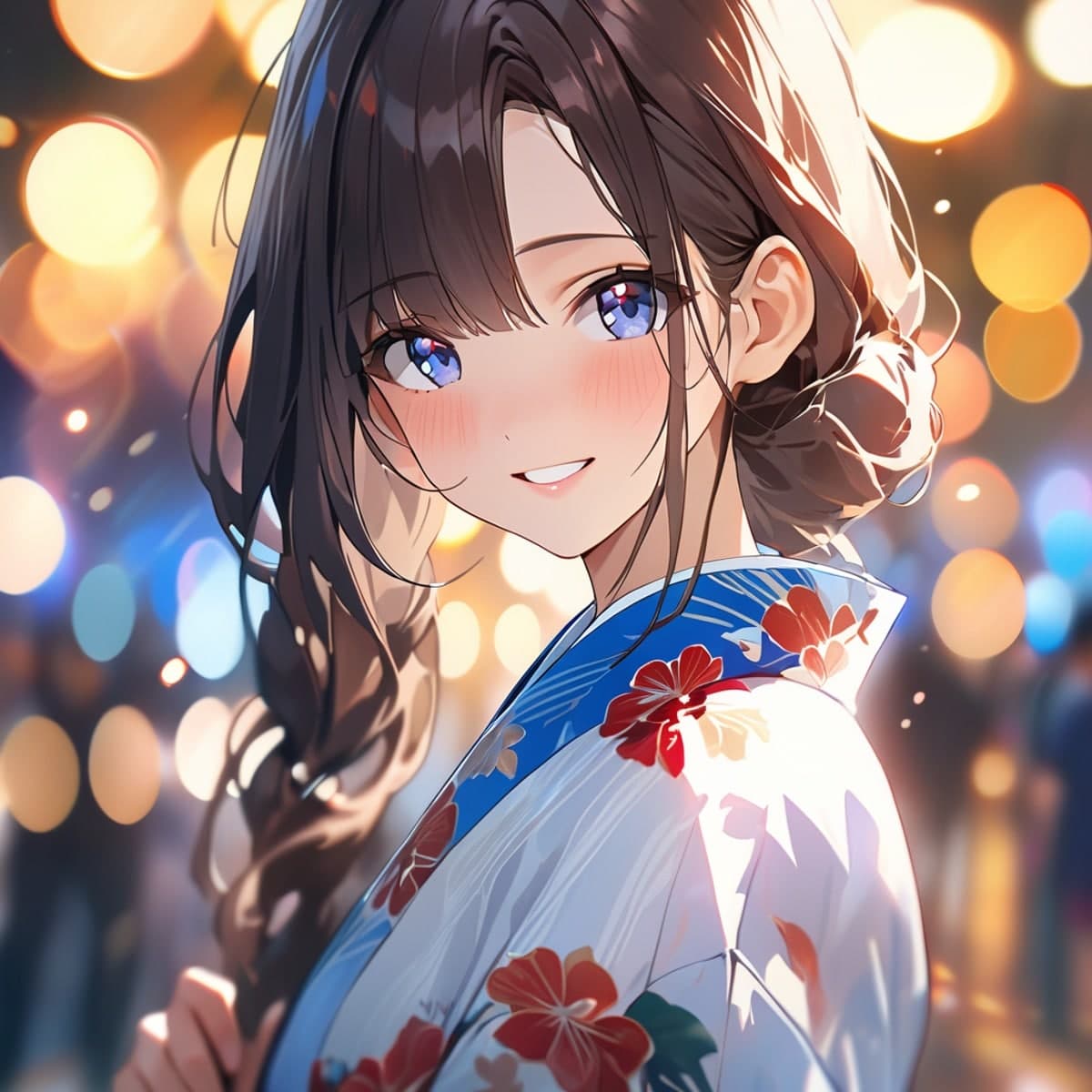 着物姿の見返り美人AIイラスト(3枚目)