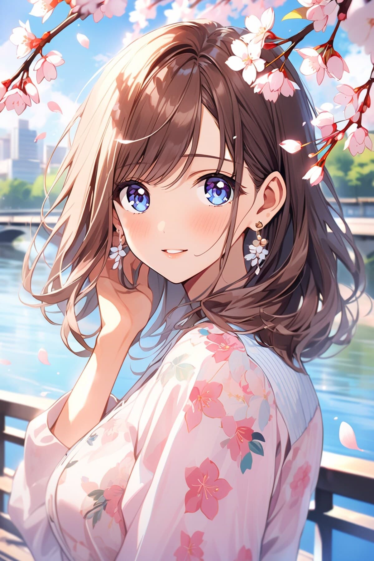 桜と美少女のAIイラスト(1枚目)