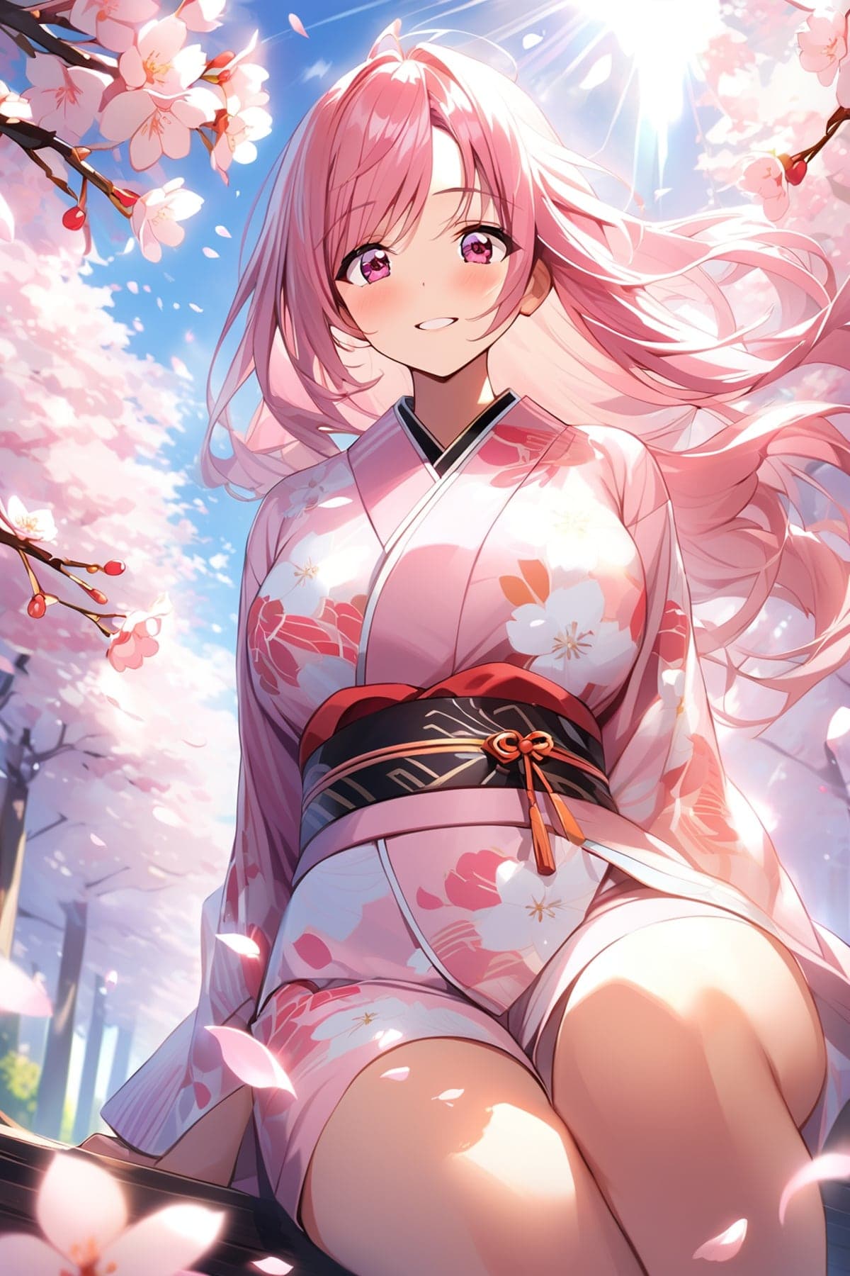 桜と美少女のAIイラスト(2枚目)
