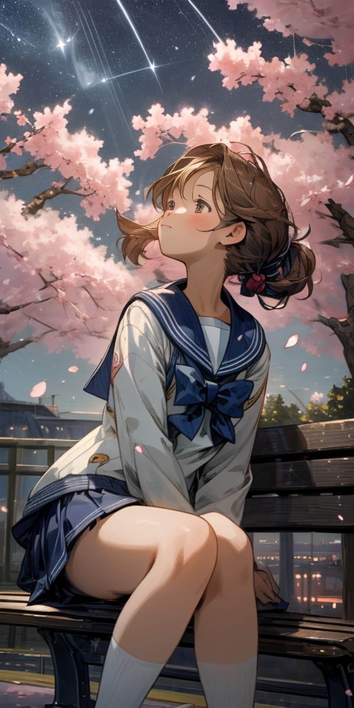 桜と美少女のAIイラスト(5枚目)