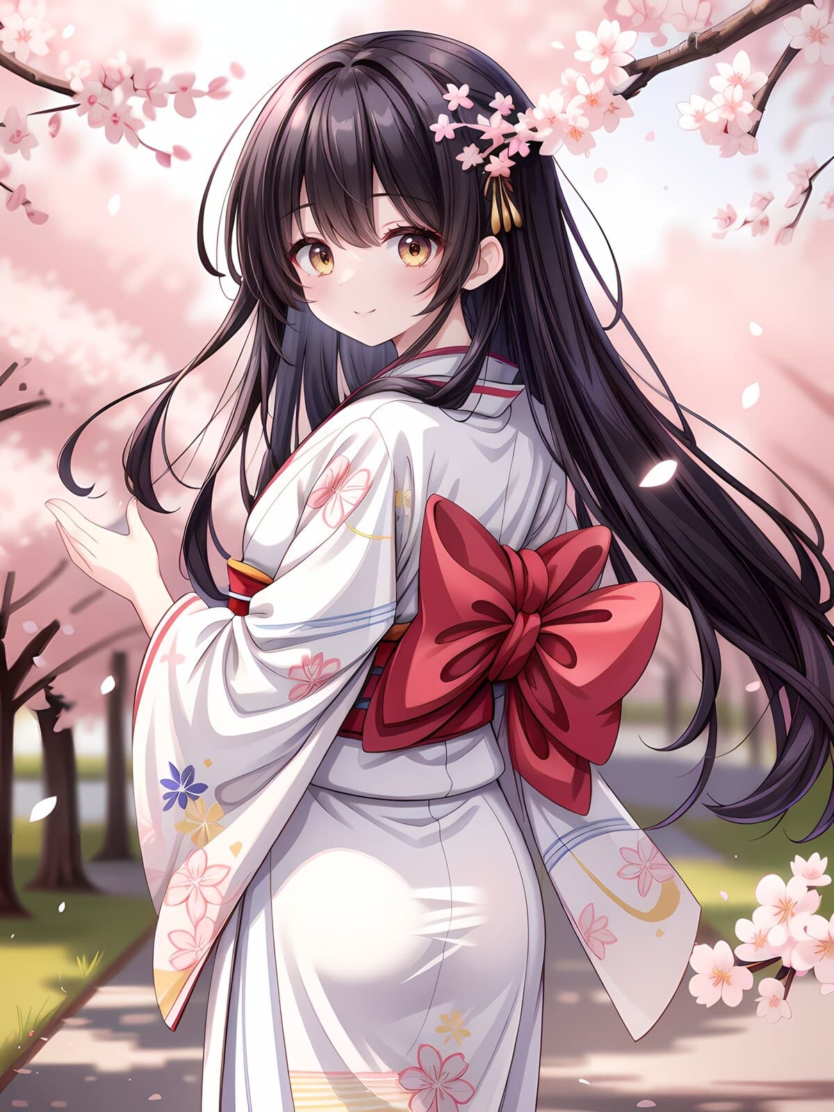着物姿の見返り美人AIイラスト(5枚目)