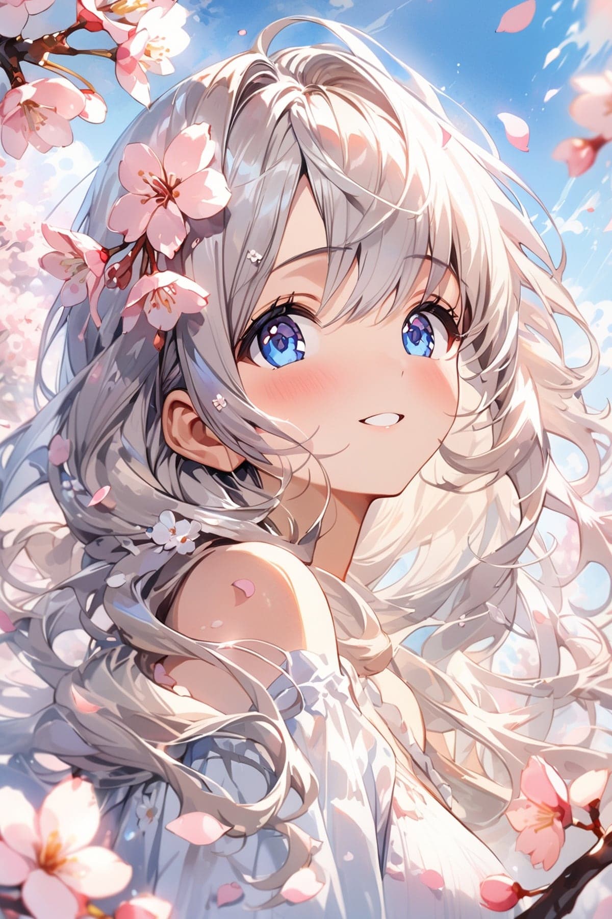 桜と美少女のAIイラスト(3枚目)