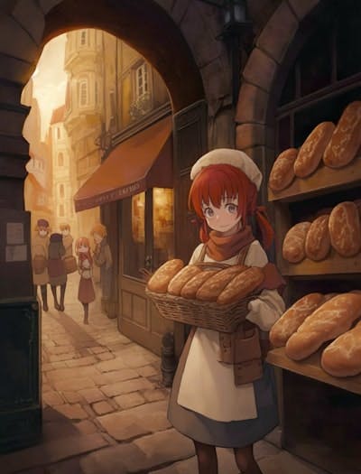 レスランドのパン屋で働く少女